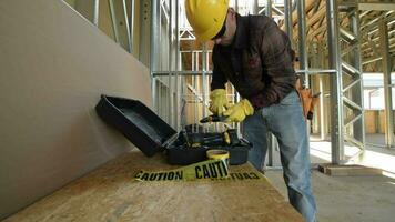 Caucasian Construction Worker in His 30s in the Construction Zone. video