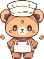 linda dibujos animados oso personaje vistiendo un cocinero sombrero ai generativo png