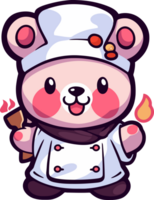 A cartoon bear with a chef hat and a white hat holds a piece of paper png