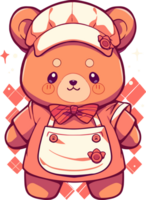 A cute cartoon bear is cooking in a kitchen png