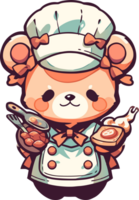 A cute cartoon mouse with a chef hat and a spatula png