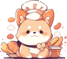 une chien nommé shiba inu avec une chef chapeau ai génératif png