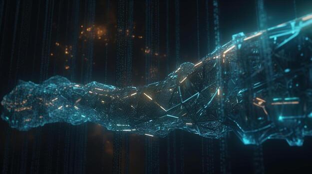 3D rendering of abstract technology concept. Digital data transfer and communication. photo