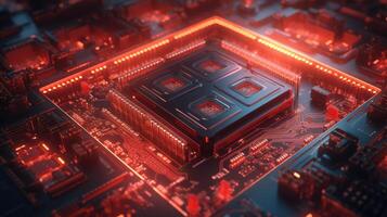 3d rendering of abstract technology concept background. Futuristic circuit board. photo