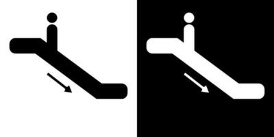 Symbol sign. Escalator going down pictogram. Down escalator sign, with black and white background vector