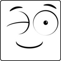 Cartoon face. Expressive eyes and mouth, smiling, vector