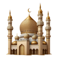 islâmico Ramadã kareem 3d dourado mesquita. generativo ai png