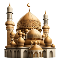 Ramadan islamisch golden Moschee mit transparent Hintergrund. generativ ai png