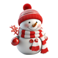 mignonne dessin animé bonhomme de neige avec Noël chapeau. génératif ai png