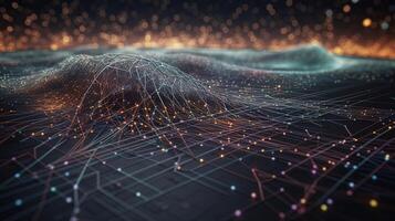 3d rendering abstract digital technology background. Network connection structure. Digital data visualization. photo