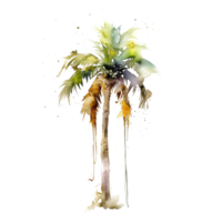 Colourful Watercolor Coconut tree sublimation for t shirt design. png