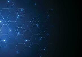 Abstract science template. Technology lines and dots connection background. Wallpaper or banner with a DNA molecules. Vector illustration