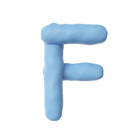 3d blu argilla alfabeto lettera f png