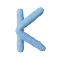 3d Blue clay alphabet letter k png