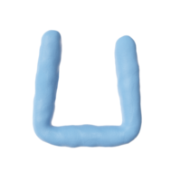 3d blauw klei alfabet brief u png