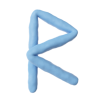 3d azul argila alfabeto carta r png