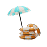 playa paraguas con boya 3d ilustración png