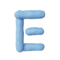 3d bleu argile alphabet lettre e png