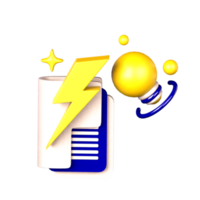 3d icon document lamp and electric bolt png