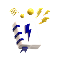 3d icon electric bolt, book png