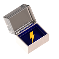 3d icon box with electric bolt png