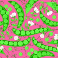 Vector seamless pattern with sweet peas on bright pink background