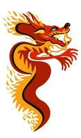 Vector isolated illustration of red dragon on fire. Year of the dragon. Chinese New Year 2024.