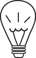 Light bulb drawing, Lamp doodle icon or outline with black lines of bright, electric lamp concept black vector