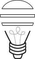 Light bulb drawing, Lamp doodle icon or outline with black lines of bright, electric lamp concept black vector