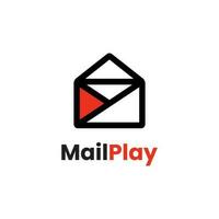 Mail Play Logo. Simple And Bold Logo That Combining Play Icon And Envelope. vector