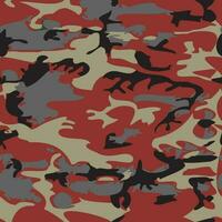 Camouflage pattern background seamless vector illustration. Classic clothing style masking camo repeat print. Red black gray colors forest texture