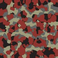 Camouflage pattern background seamless vector illustration. Classic clothing style masking camo repeat print. Red black gray colors forest texture