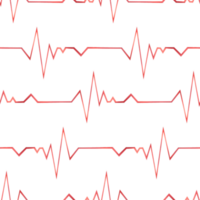 Red heartbeat graph, cardiogram. Watercolor illustration. Seamless pattern from the VETERINARY collection. For fabric, textile,wallpaper, paper png
