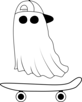 ghost cute wearing a hat and skateboarding png