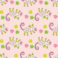 Doodle seamless pattern with opossums and daisy flowers. Perfect print for tee, textile and fabric. vector