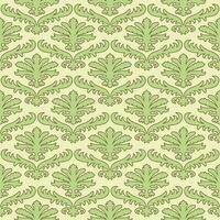 Floral Damask seamless pattern. Vintage baroque background, repeating outline green flowers foliage. Victorian fashion decor. Antique ornament wallpaper, fabric, wrapping paper. Vector illustration