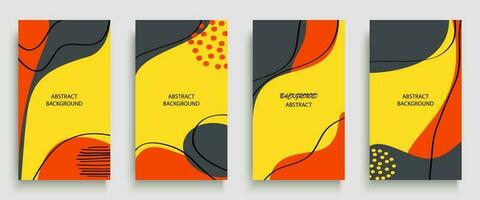 Social media stories and post creative art concept for web design. Advertising brochure, geometric doodle minimal pattern background. Message promotion template vector illustration set. Trendy colors