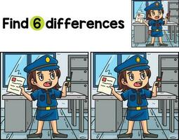 Policewoman Reporting Find The Differences vector