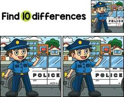 Police Officer Find The Differences vector