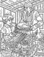 Thanksgiving Grandma Preparing Food Adult Coloring vector