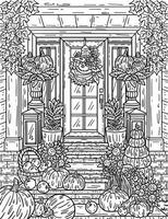 Thanksgiving Autumn Harvest Adults Coloring Page vector