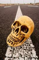 Skull miniature on the road photo