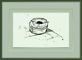 hand paint ink sketching still life vector