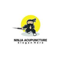 ninja agujas acupuntura logo diseño inspiración vector