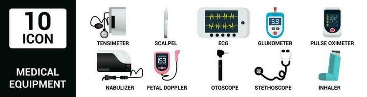 medical equipment flat icon set for web vector