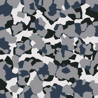 Camouflage pattern background seamless vector illustration. Classic clothing style masking camo repeat print. Gray black white colors forest winter texture