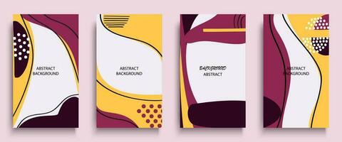 Social media stories and post creative art concept for web design. Advertising brochure, geometric doodle minimal pattern background. Message promotion template vector illustration set. Trendy colors