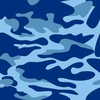 Camouflage pattern background seamless vector illustration. Classic clothing style masking camo repeat print. Blue colors marines texture