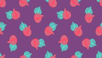 Seamless pattern of figs virtual background for online conferences, online transmissions. Whole pink figs fruits on purple background for patterns. Abstract bright colors vector design illustration