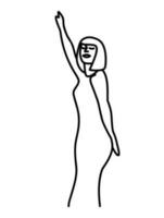 Minimalism hand drawn female vector portrait in modern abstract one line drawing graphic style. Decor print, wall art, creative design for social media.Trendy template portrait whit dance woman